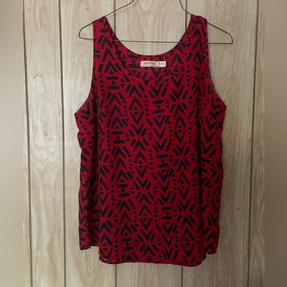 Pink and blue sleeveless blouse